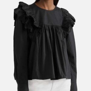 Isabel Marant Matias Ruffle Shoulder Blouse - Black